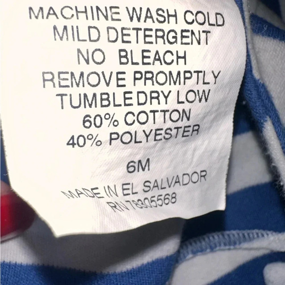 Zucchini Boutique Smocked Lobster Blue And White Stripe romper - Picture 5 of 5